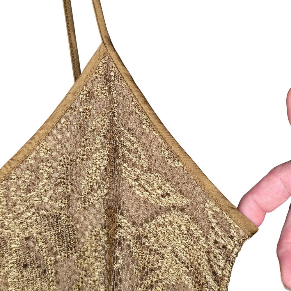 Banana Republic Heritage Women's Floral Gold Lace Cami Tank Top M Lined - Picture 4 of 6